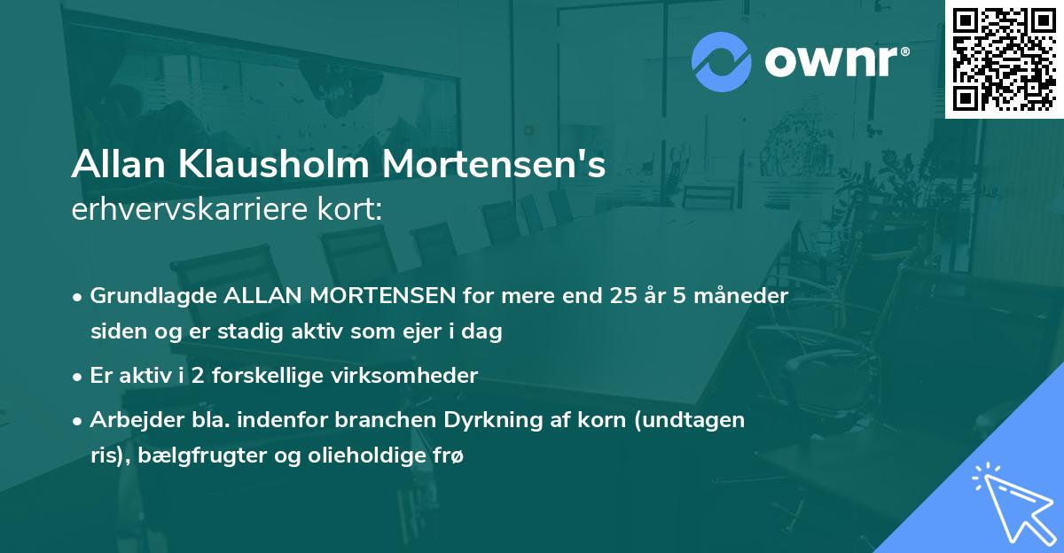 Allan Klausholm Mortensen's erhvervskarriere kort