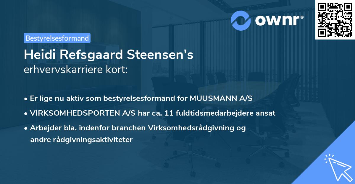 Heidi Refsgaard Steensen's erhvervskarriere kort