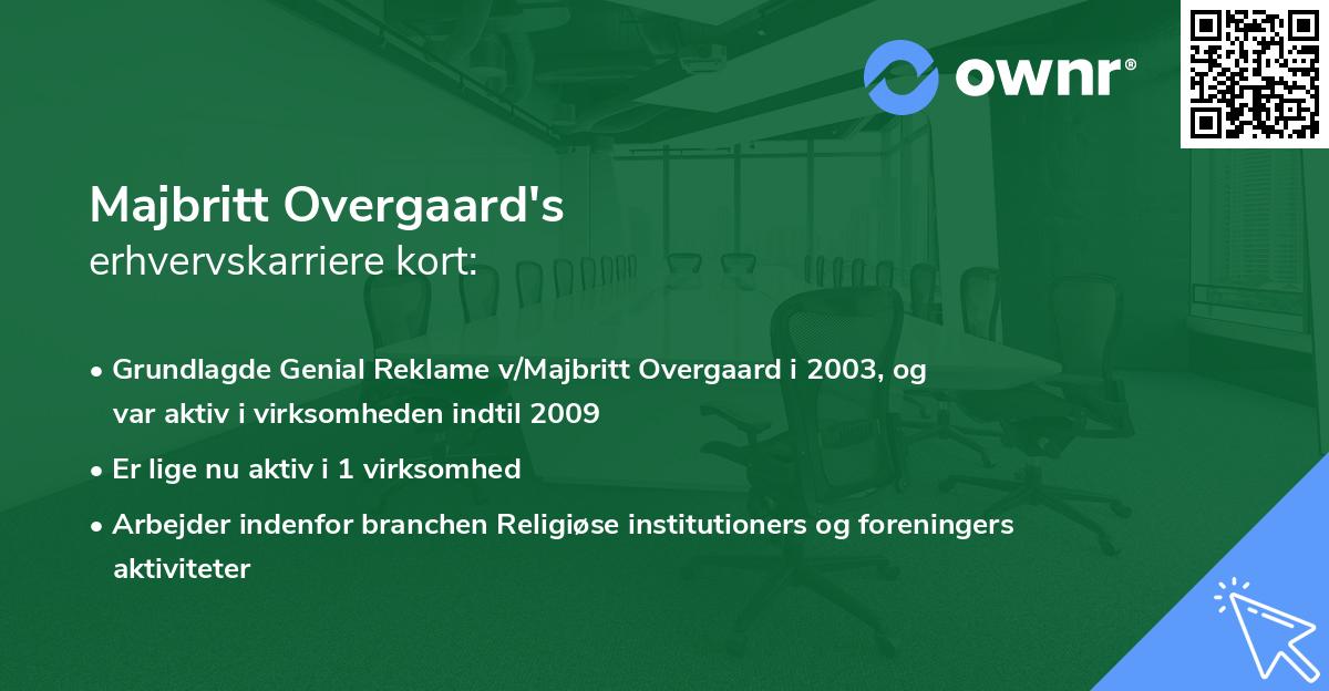 Majbritt Overgaard's erhvervskarriere kort