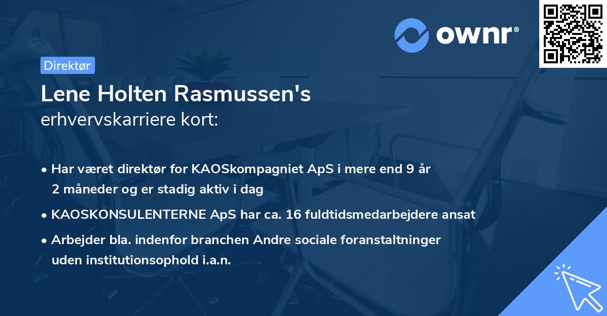 Lene Holten Rasmussen's erhvervskarriere kort