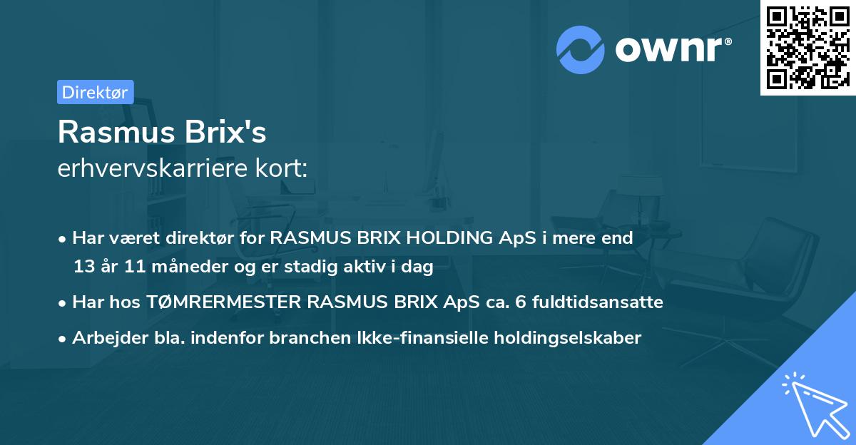 Rasmus Brix's erhvervskarriere kort