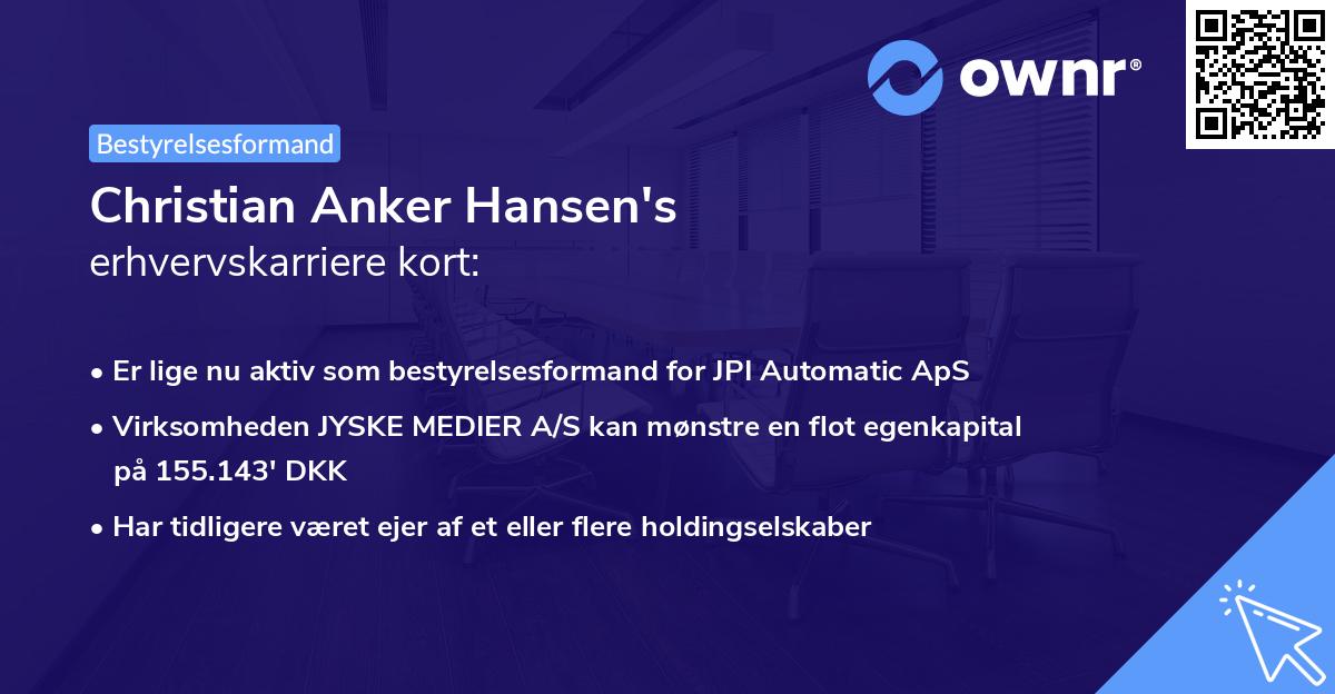 Christian Anker Hansen's erhvervskarriere kort