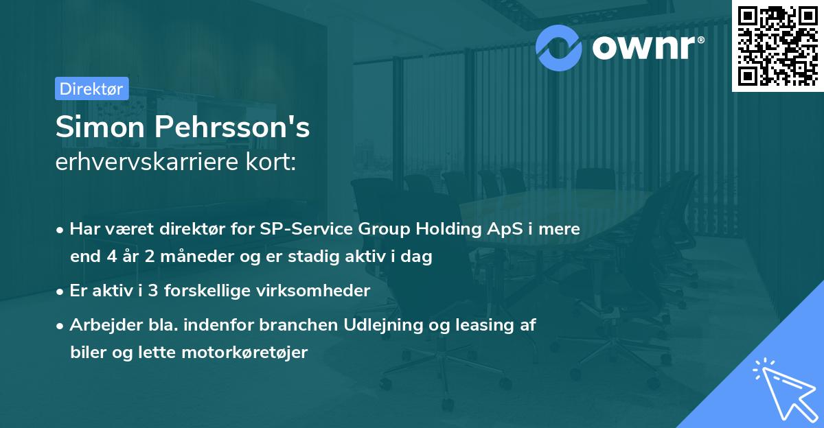 Simon Pehrsson's erhvervskarriere kort