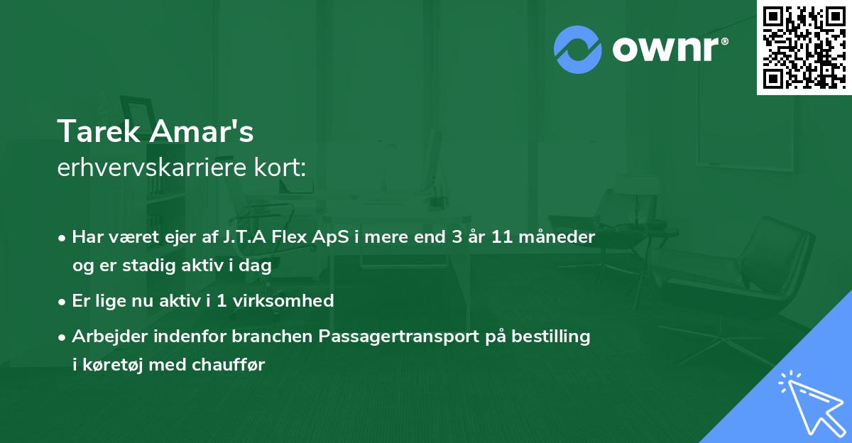 Tarek Amar's erhvervskarriere kort