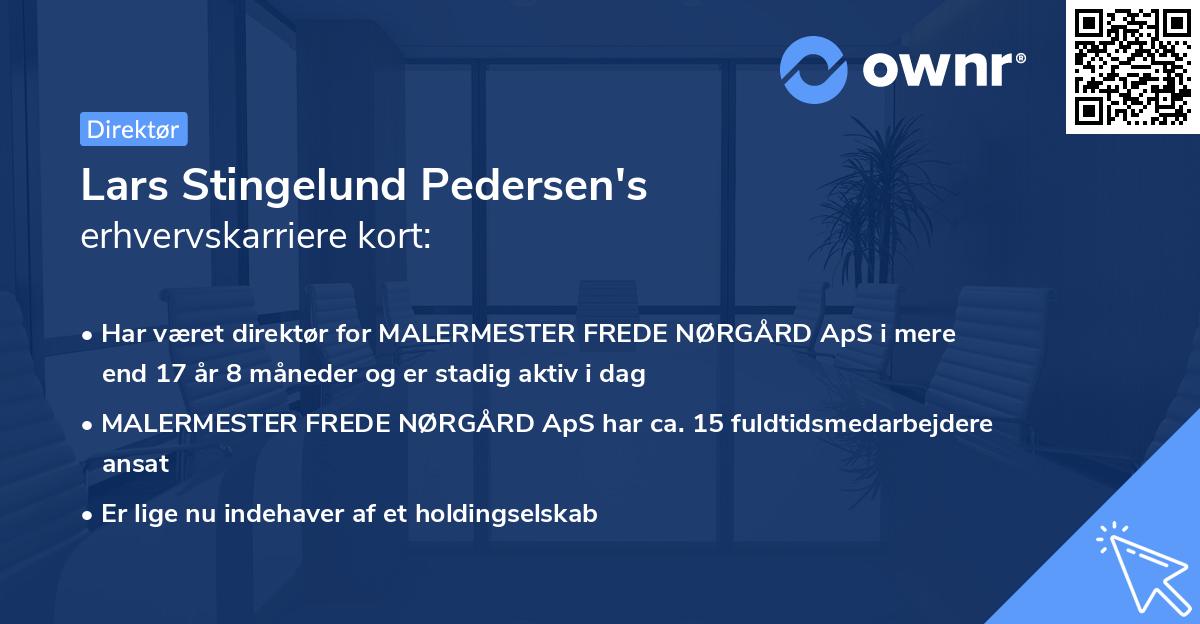 Lars Stingelund Pedersen's erhvervskarriere kort