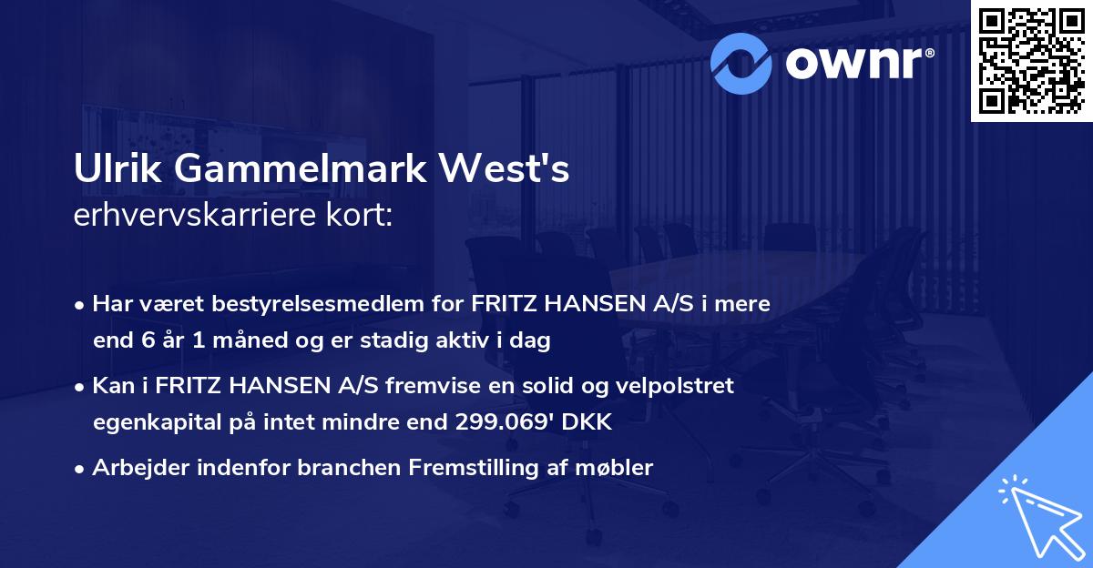 Ulrik Gammelmark West's erhvervskarriere kort