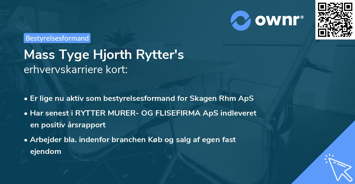 Mass Tyge Hjorth Rytter's erhvervskarriere kort