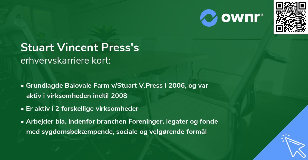 Stuart Vincent Press's erhvervskarriere kort