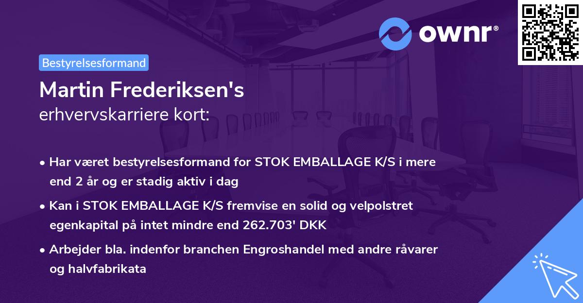 Martin Frederiksen's erhvervskarriere kort