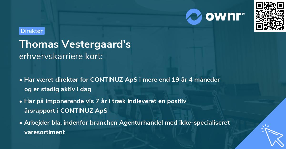 Thomas Vestergaard's erhvervskarriere kort