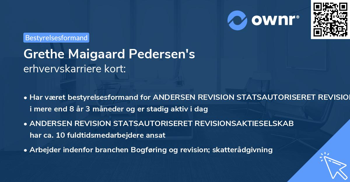Grethe Maigaard Pedersen's erhvervskarriere kort