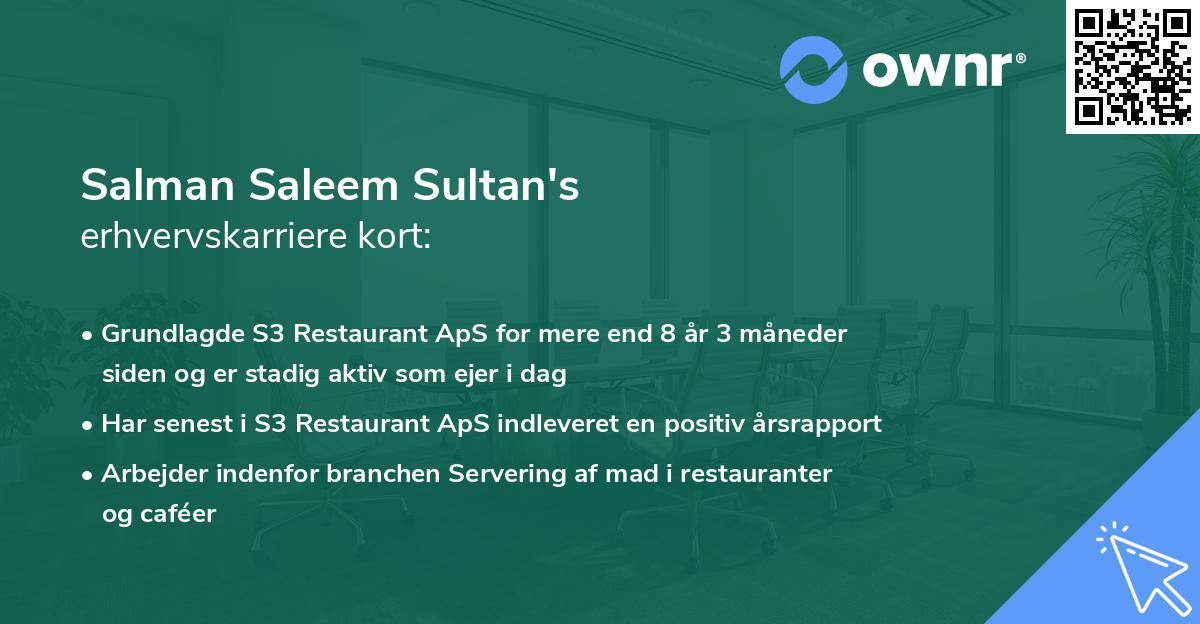 Salman Saleem Sultan's erhvervskarriere kort