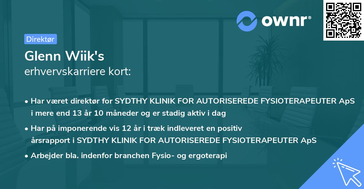 Glenn Wiik's erhvervskarriere kort