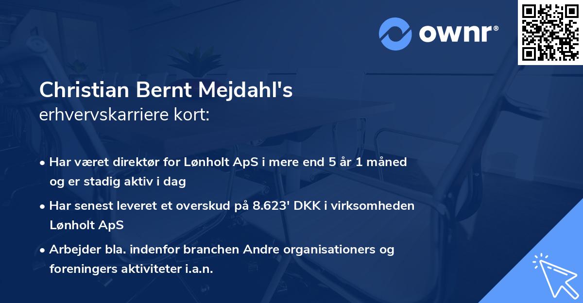 Christian Bernt Mejdahl's erhvervskarriere kort