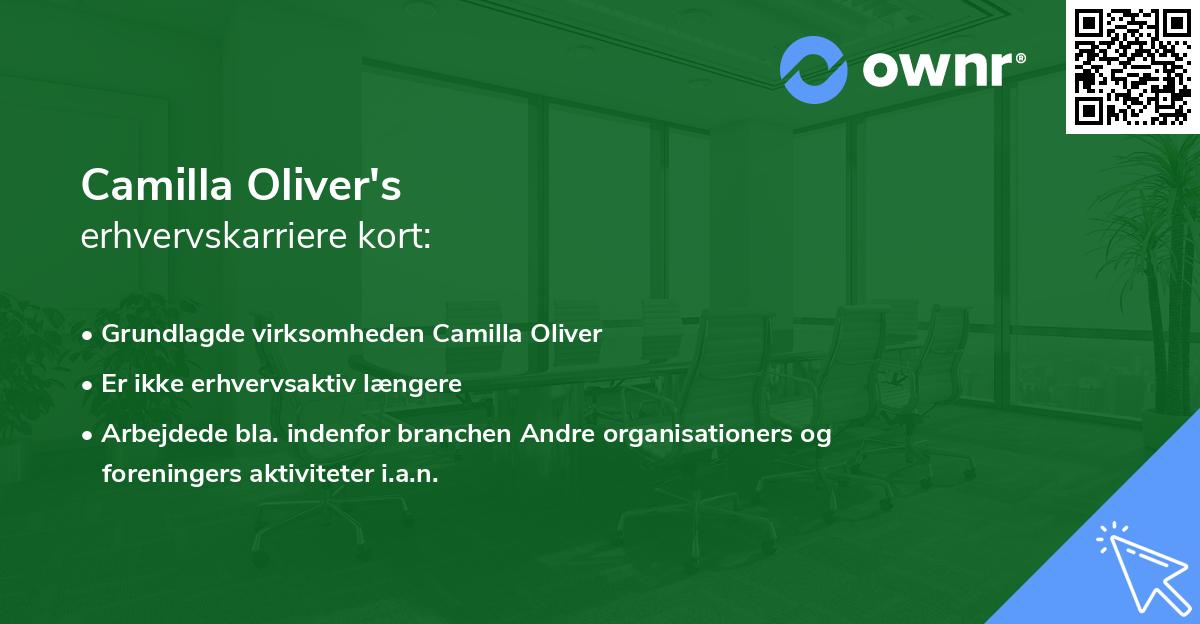Camilla Oliver's erhvervskarriere kort