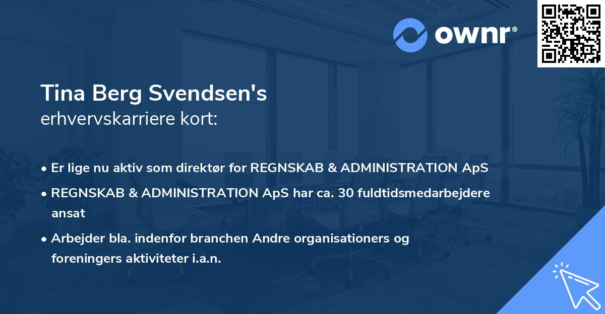 Tina Berg Svendsen's erhvervskarriere kort