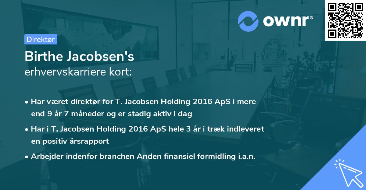 Birthe Jacobsen's erhvervskarriere kort