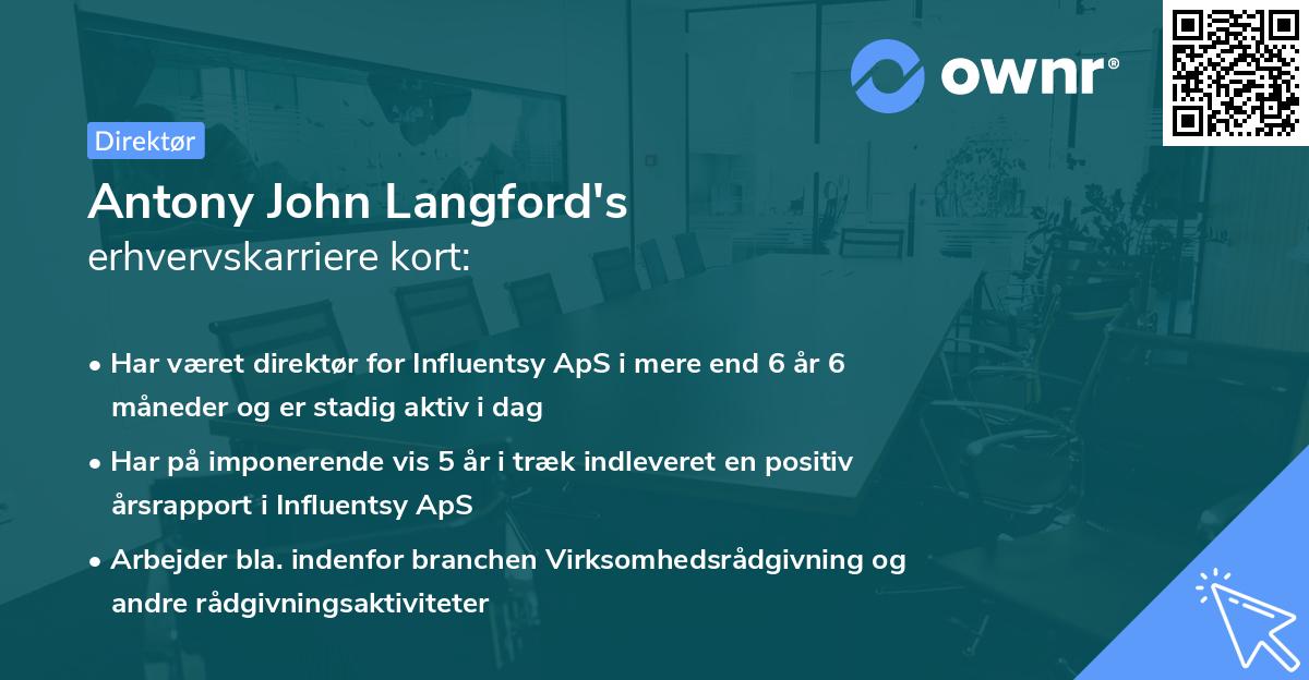 Antony John Langford's erhvervskarriere kort