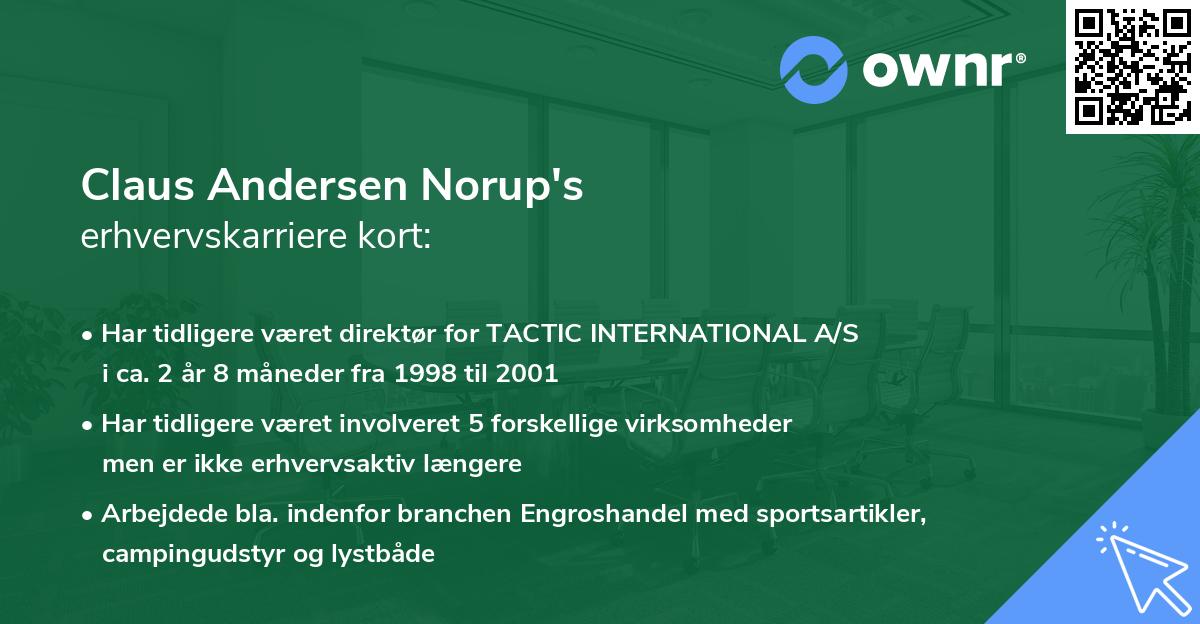 Claus Andersen Norup's erhvervskarriere kort