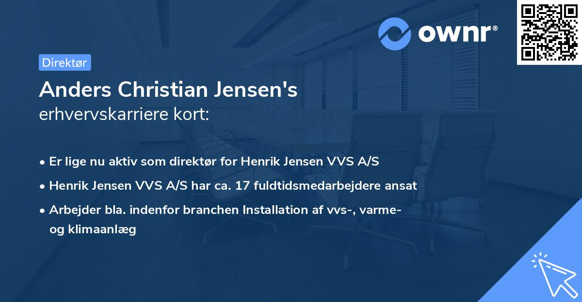 Anders Christian Jensen's erhvervskarriere kort