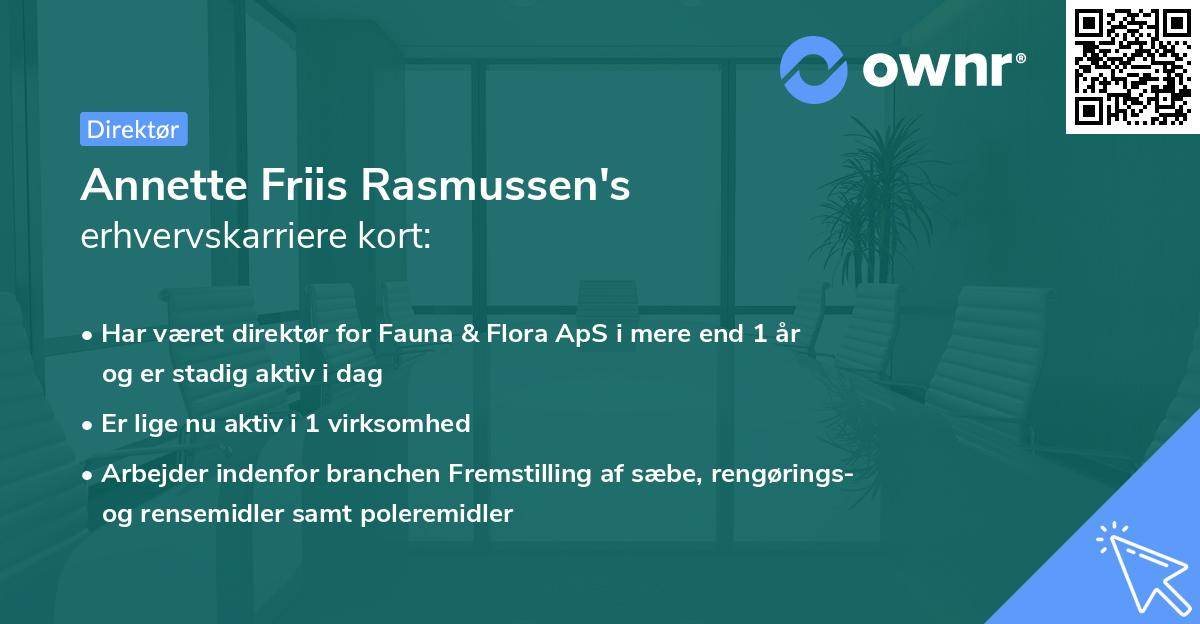 Annette Friis Rasmussen's erhvervskarriere kort