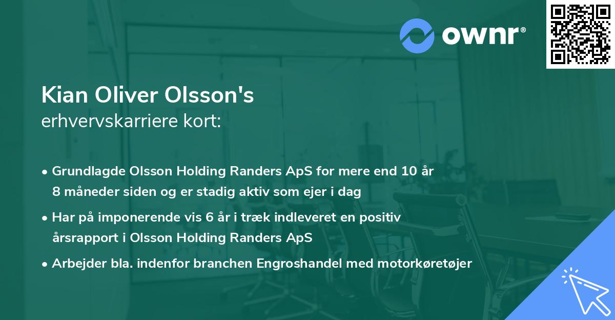Kian Oliver Olsson's erhvervskarriere kort