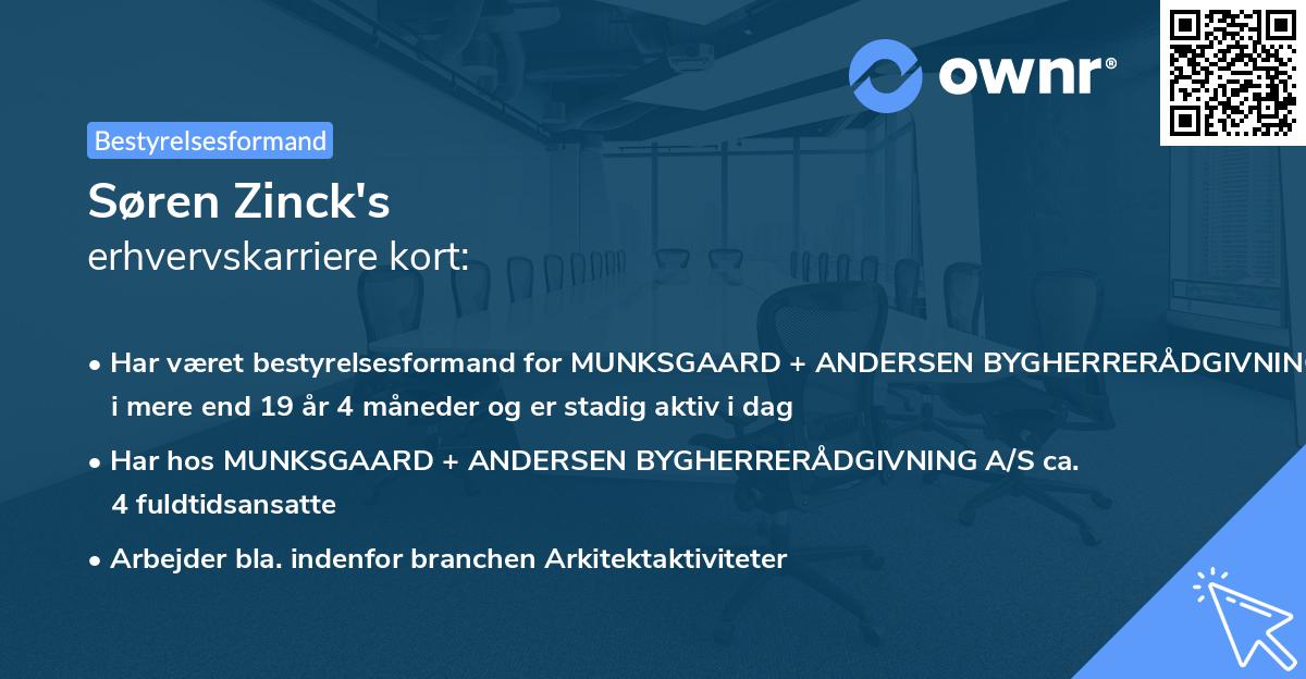 Søren Zinck's erhvervskarriere kort