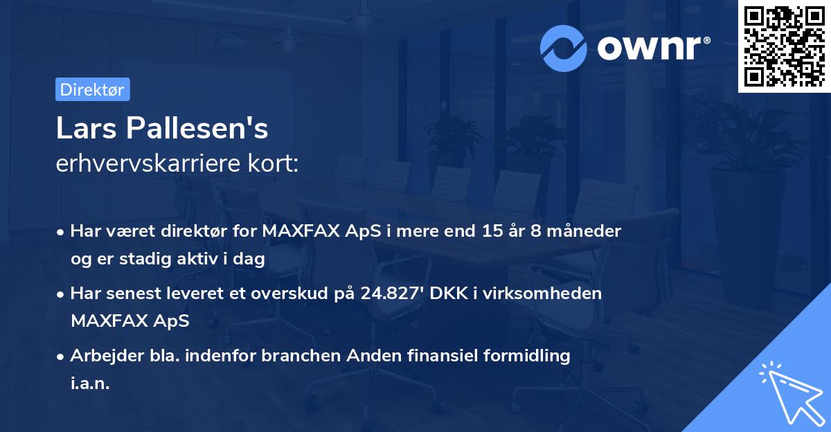 Lars Pallesen's erhvervskarriere kort