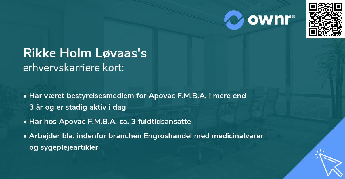 Rikke Holm Løvaas's erhvervskarriere kort
