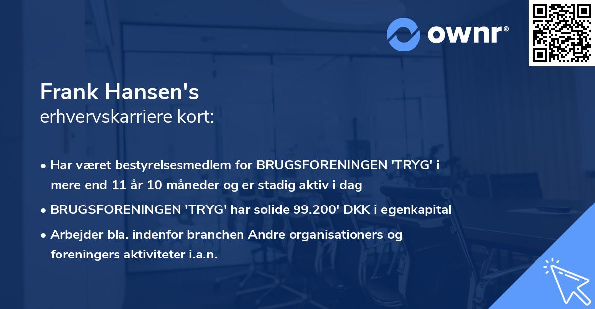 Frank Hansen's erhvervskarriere kort