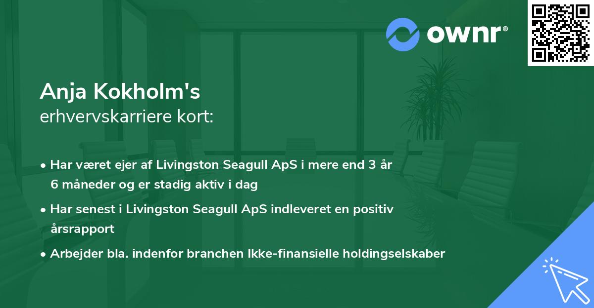 Anja Kokholm's erhvervskarriere kort