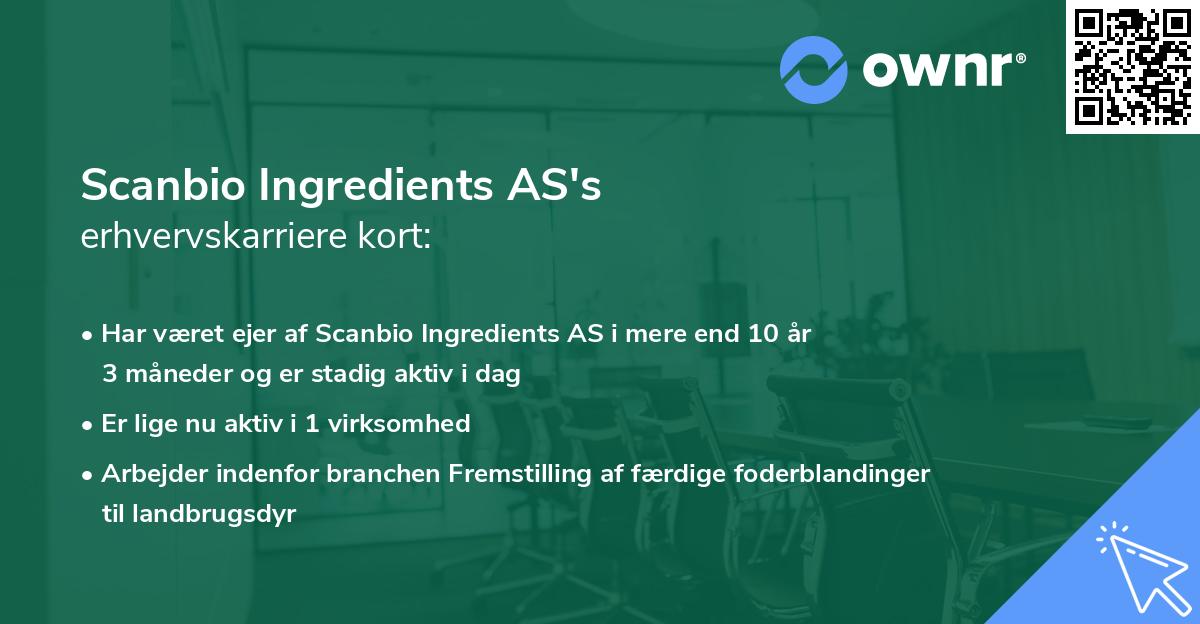 Scanbio Ingredients AS's erhvervskarriere kort