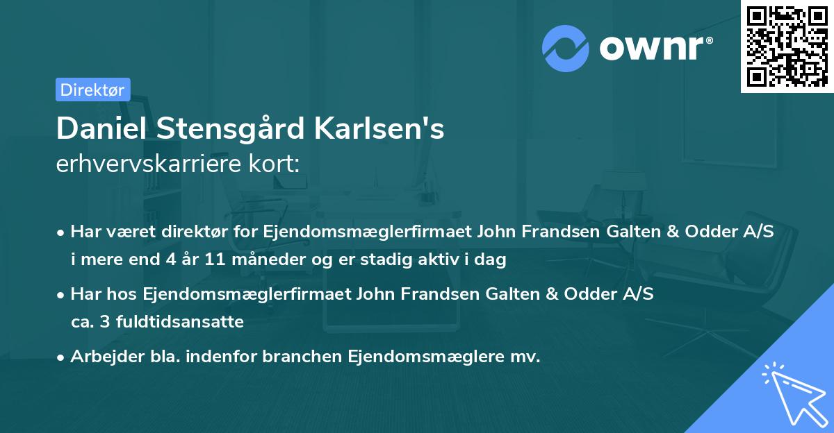 Daniel Stensgård Karlsen's erhvervskarriere kort