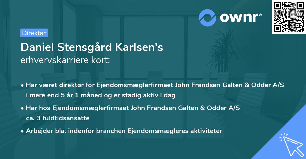 Daniel Stensgård Karlsen's erhvervskarriere kort