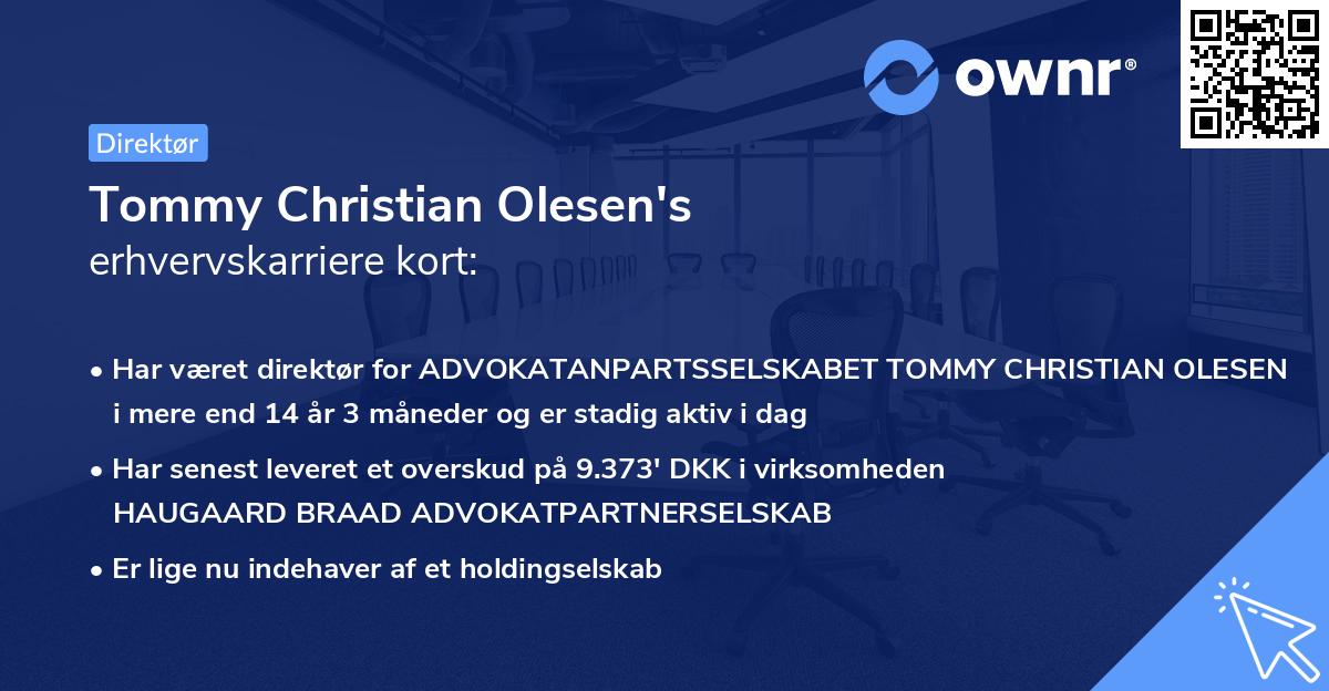 Tommy Christian Olesen's erhvervskarriere kort