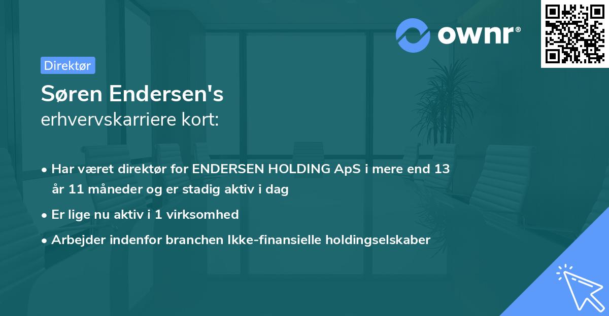 Søren Endersen's erhvervskarriere kort