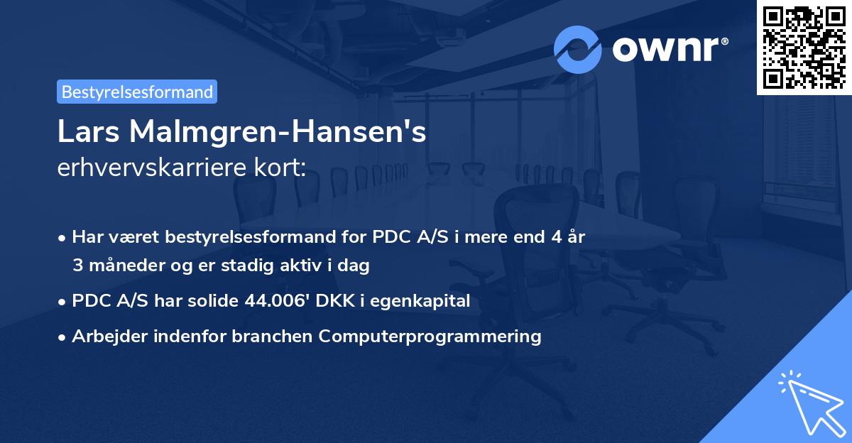 Lars Malmgren-Hansen's erhvervskarriere kort