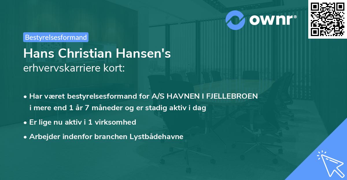 Hans Christian Hansen's erhvervskarriere kort