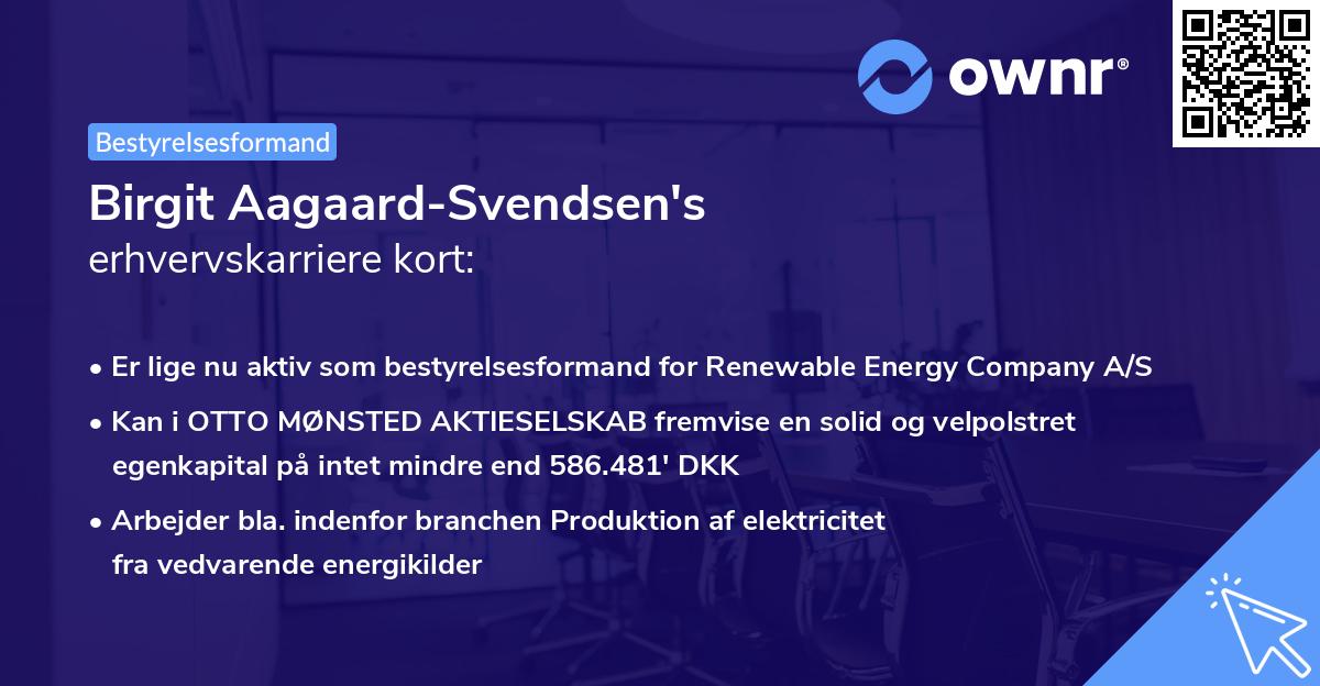 Birgit Aagaard-Svendsen's erhvervskarriere kort