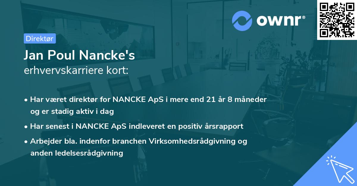 Jan Poul Nancke's erhvervskarriere kort