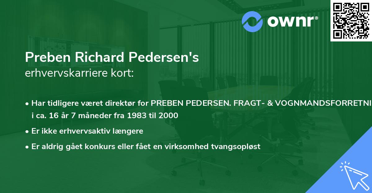 Preben Richard Pedersen's erhvervskarriere kort