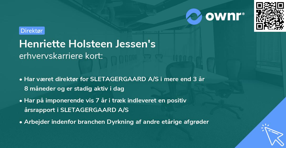 Henriette Holsteen Jessen's erhvervskarriere kort