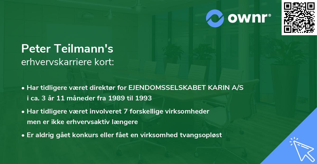 Peter Teilmann's erhvervskarriere kort