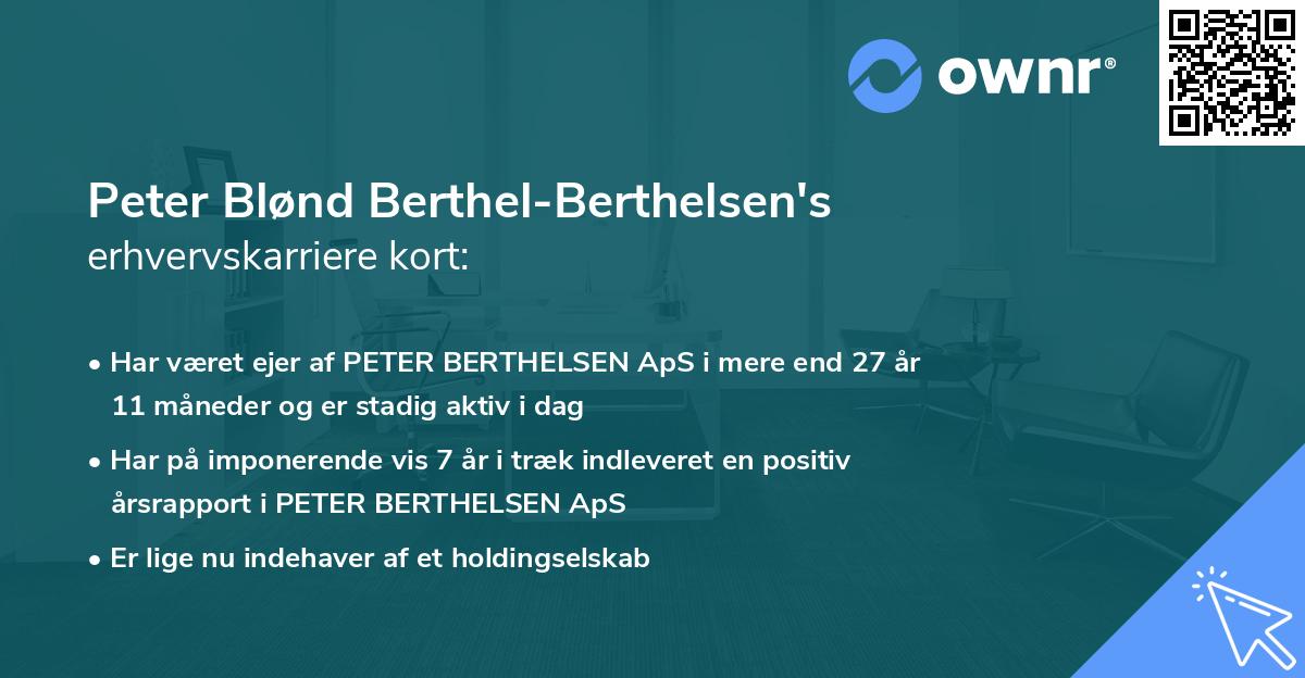 Peter Blønd Berthel-Berthelsen's erhvervskarriere kort