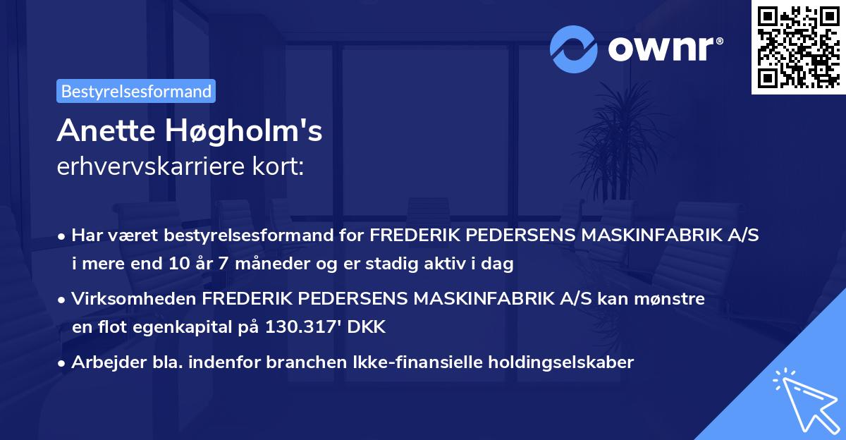 Anette Høgholm's erhvervskarriere kort