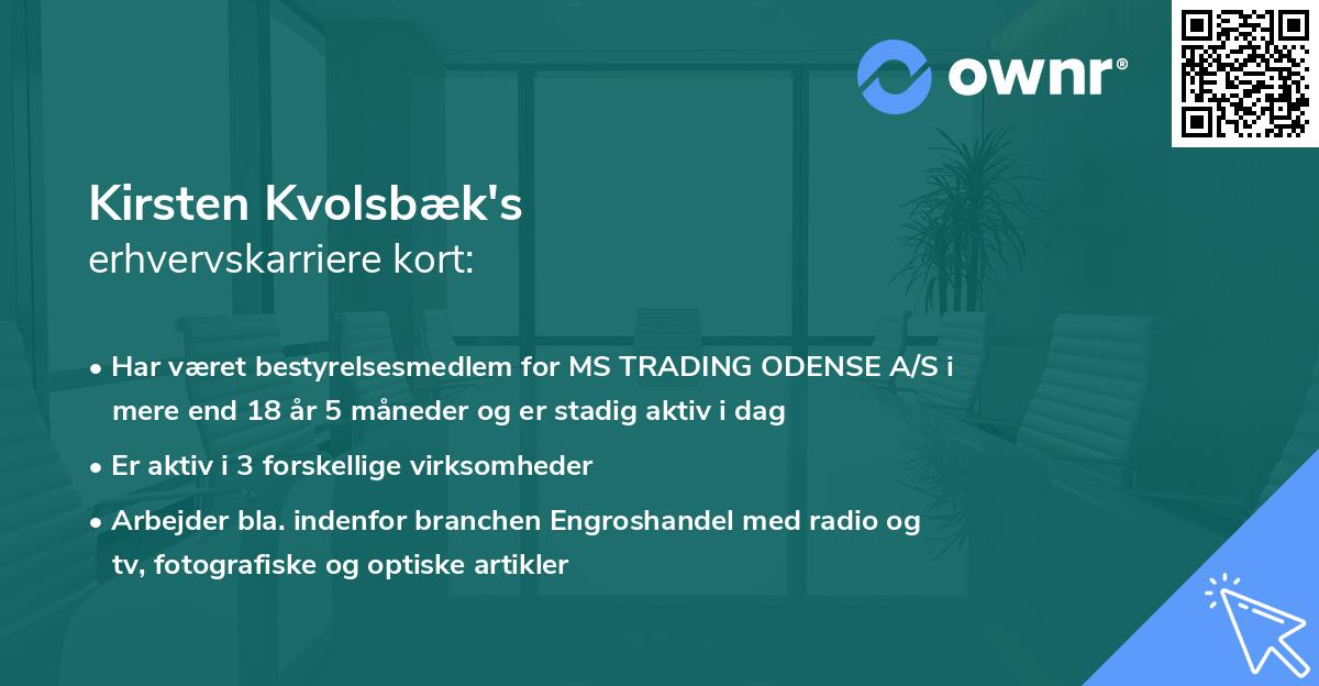 Kirsten Kvolsbæk's erhvervskarriere kort