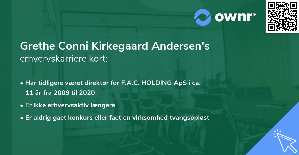 Grethe Conni Kirkegaard Andersen's erhvervskarriere kort