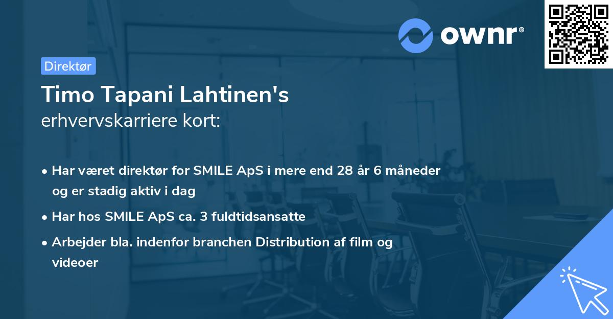 Timo Tapani Lahtinen's erhvervskarriere kort
