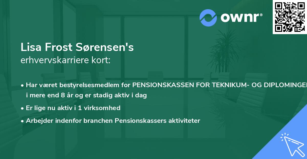 Lisa Frost Sørensen's erhvervskarriere kort