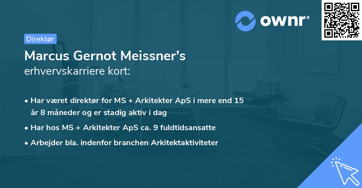 Marcus Gernot Meissner's erhvervskarriere kort